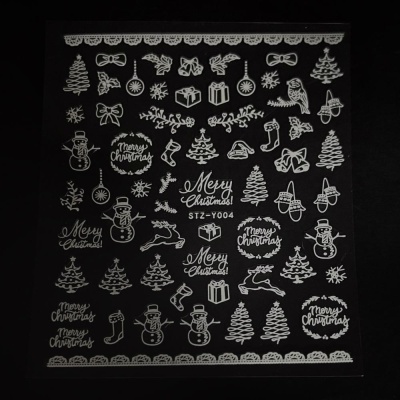 1828 Наклейки снежинки белые