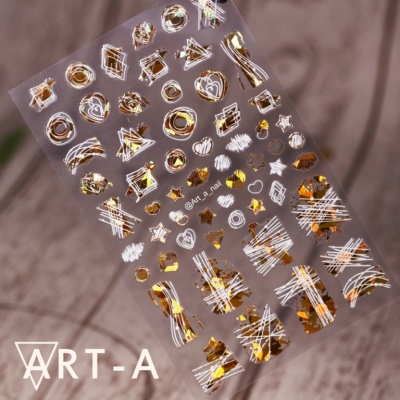 Наклейки 3D 659 белый+золото